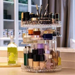 منظم مكياج دوّار كرستال 360°