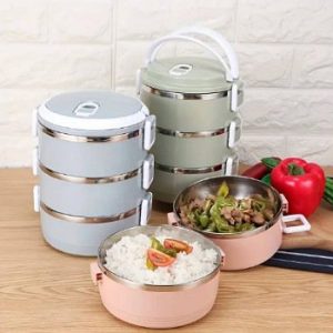 صندوق غداء فولاذي متعدد الطبقات مع عزل حراري