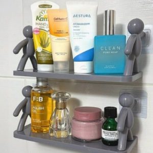 رف حمام لاصق بدون حفر بتصميم عملي وأنيق