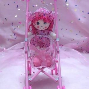 عروسة قطن مع عربة أطفال وردية لعبة الأحلام